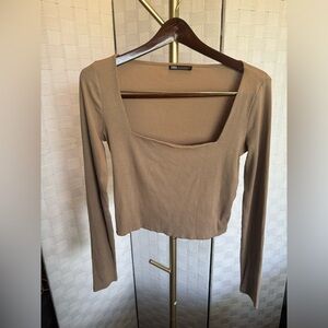 ZARA Square-Neck Ribbed Long sleeve